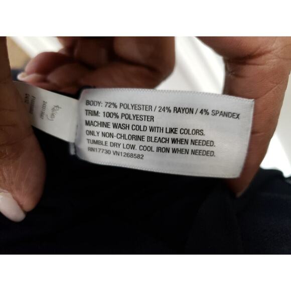 Labwork Faux Wrap Ruched Women's S-P Blue Polyester Short Sleeves Tie Waist Top - Picture 11 of 12